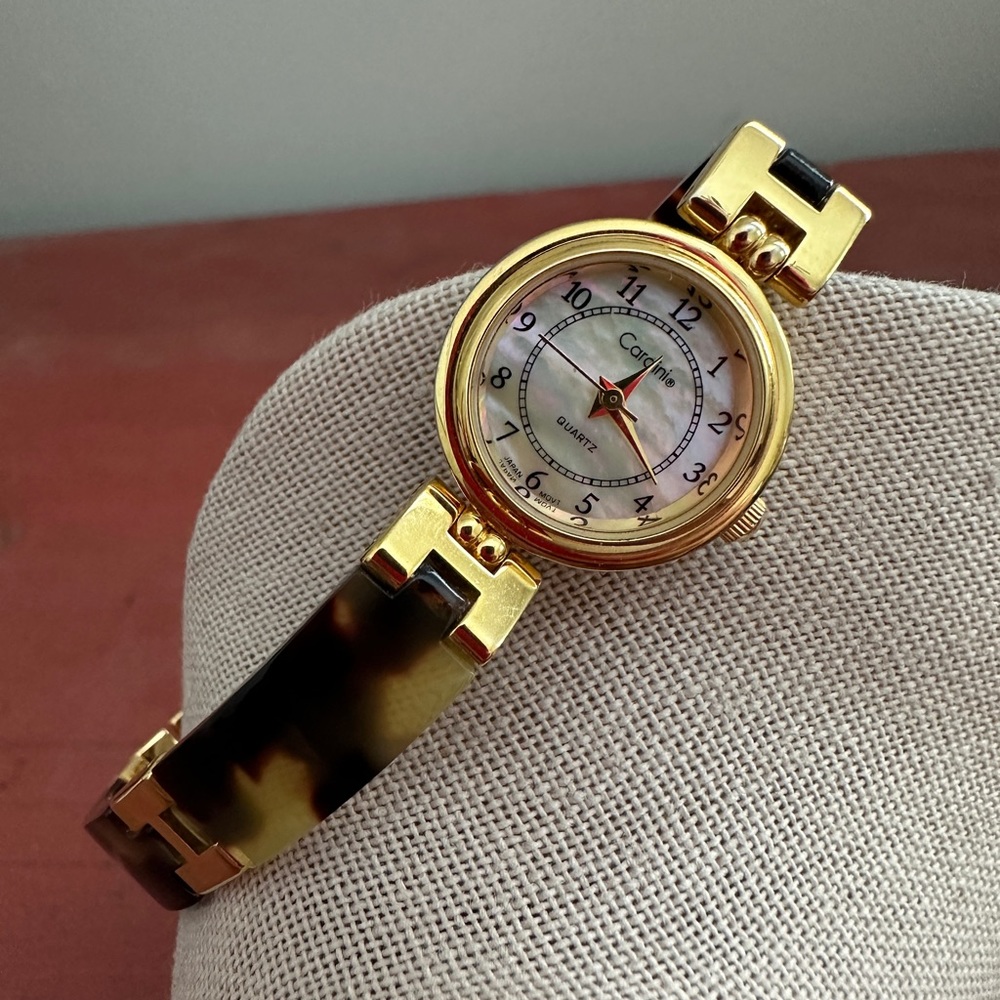 Cardini Quartz Watch with Gold and Tortoise Shell Band